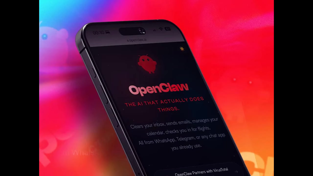 Phone displaying the OpenClaw website during the AI-to-AI Toyota negotiation call